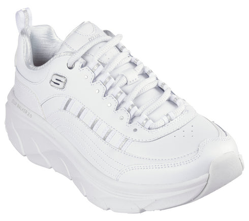 Pantofi sport, dama, SKECHERS D'LUX WALKER GOLDEN STEP 150106-WSL alb, piele ecologica